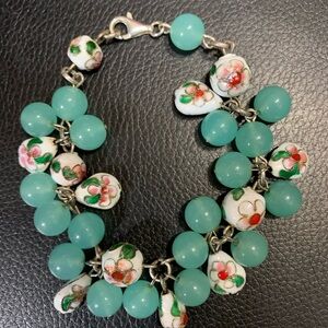 vintage sterling silver floral cloisonné Bracelet